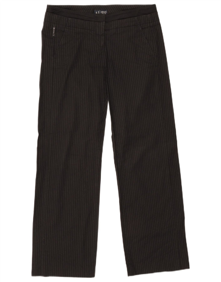 Pantaloni chino dritti da donna ARMANI W32 L30 cotone gessato nero