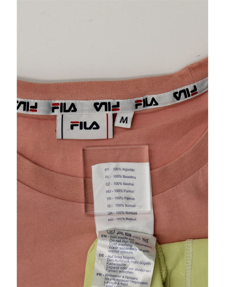 FILA Womens Graphic T-Shirt Top UK 14 Medium Multicoloured Colourblock Vintage Fila and Second-Hand Fila from Messina Hembry 