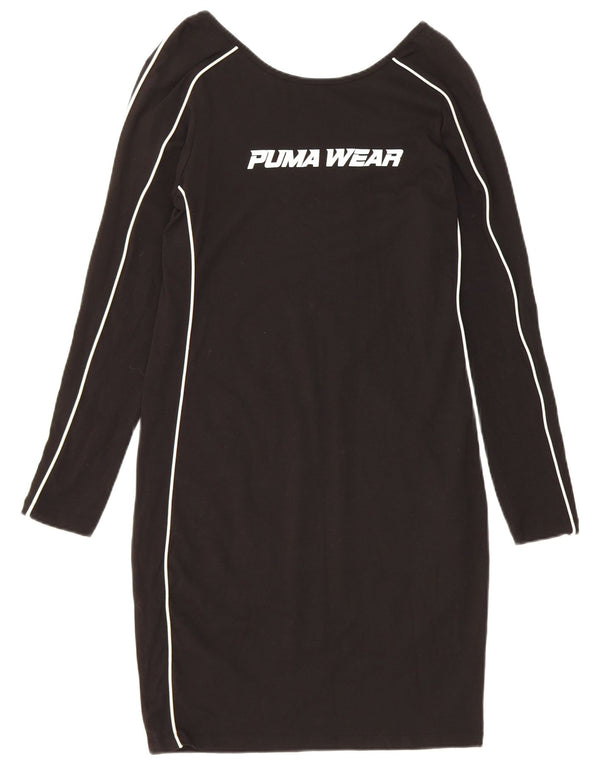 Abito t-shirt a maniche lunghe con grafica da donna Puma UK 10 piccolo cotone nero