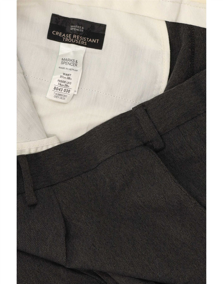 Pantaloni da abito con pegging da uomo Marks & Spencer W38 L29 poliestere grigio