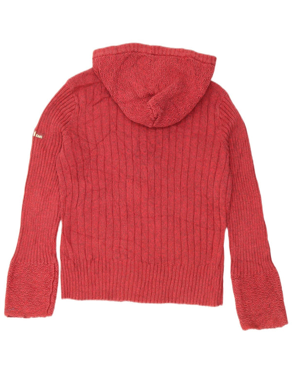 Maglione da donna Dkny Petite con collo e zip con cappuccio, UK 14, cotone rosso medio