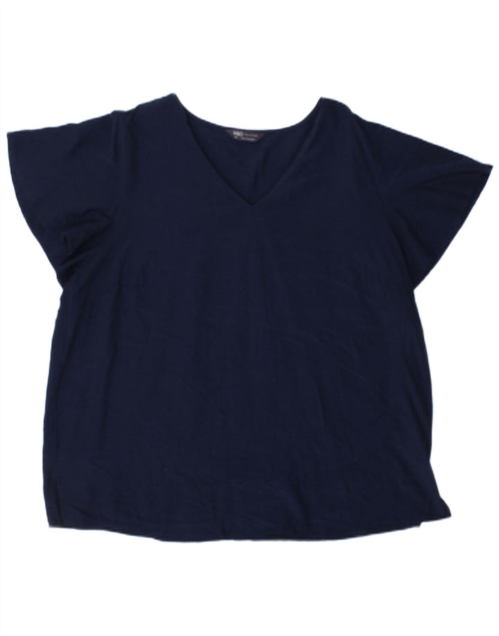 Top camicetta da donna Marks & Spencer UK 20 2XL viscosa blu navy