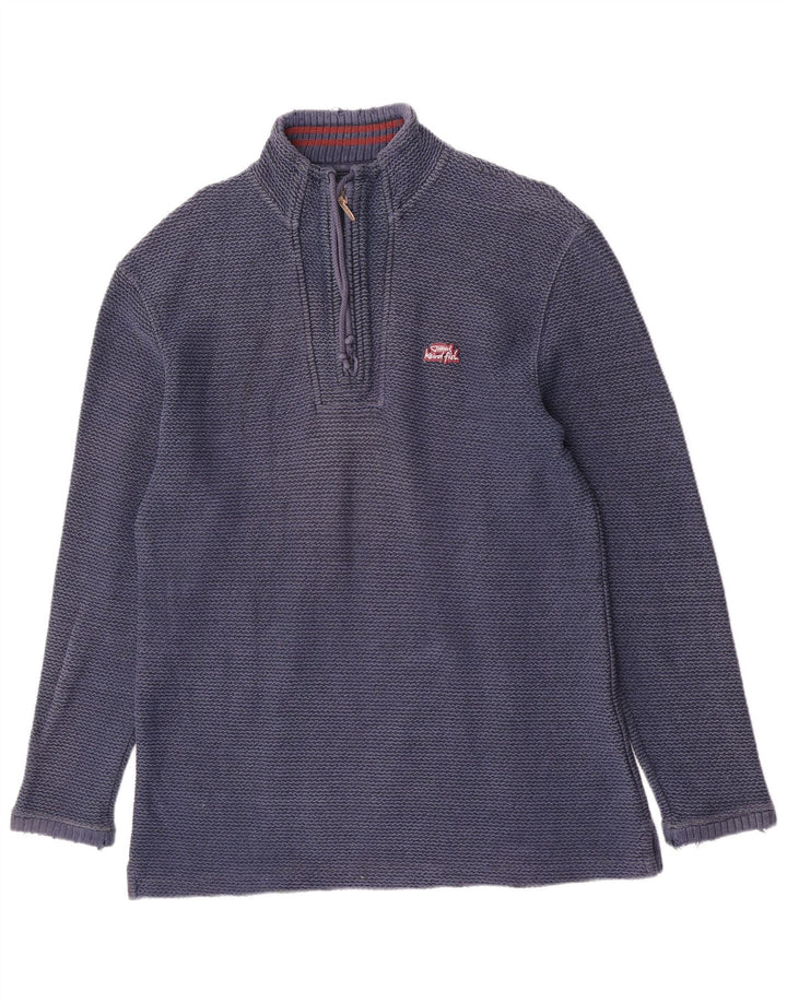 Felpa da uomo con collo con zip Weird Fish, maglione grande, blu navy