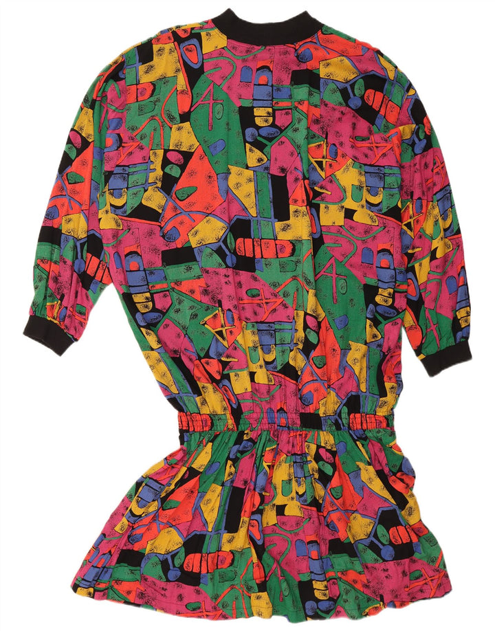 Abito vintage da donna a vita bassa EU 38 medio multicolore geometrico