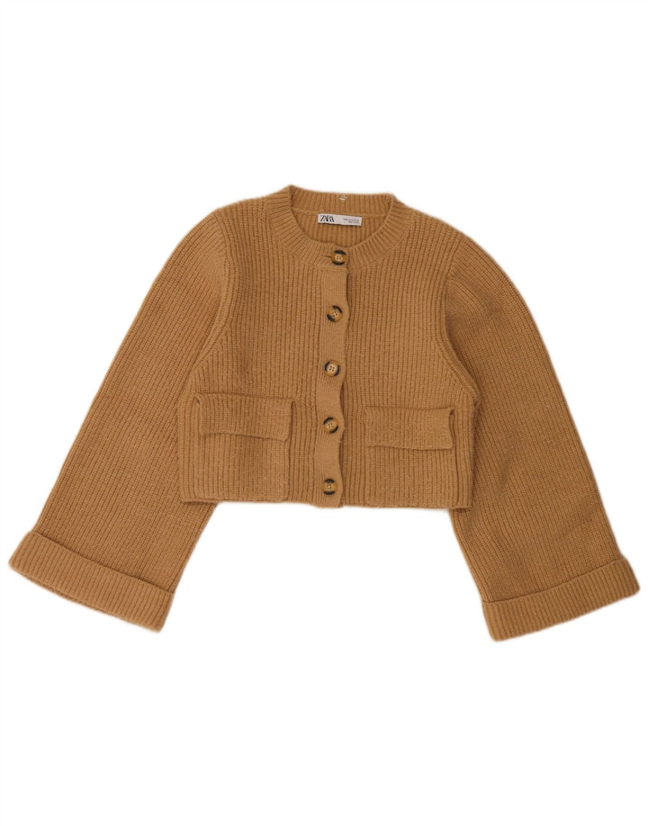 Maglione cardigan corto da donna Zara UK 12 Beige medio