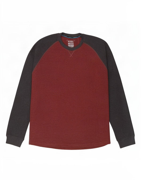 Mountain Warehouse Maglia da uomo a maniche lunghe 3XL Cotone color block bordeaux