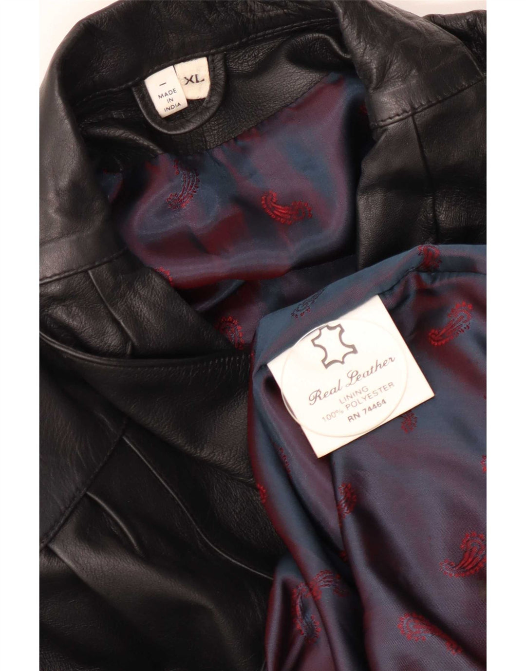 Cappotto in pelle vintage da donna UK 18 XL Nero
