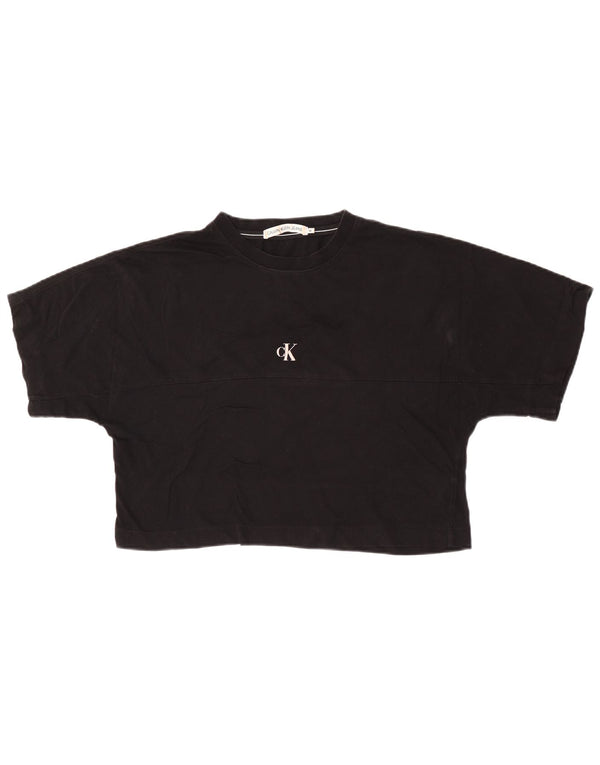 T-shirt grafica corta da donna Calvin Klein Jeans Top UK 14 medio nero