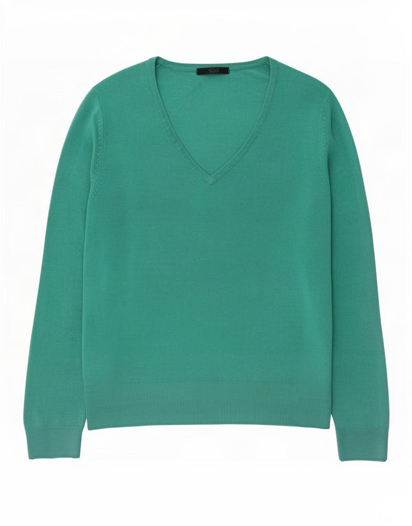 Maglione da donna con scollo a V Marks & Spencer UK 12 Acrilico verde medio