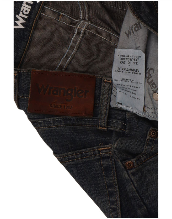 Jeans dritti slim da uomo Wrangler W34 L30 cotone blu