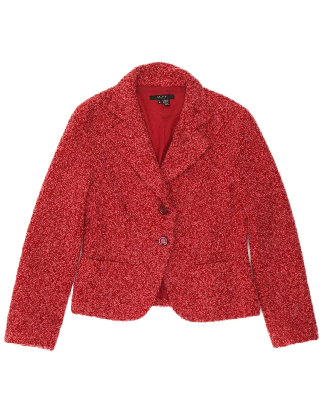 Giacca Blazer a 2 Bottoni ZARA da Donna EU 42 Grande Acrilico Rosso Macchiato