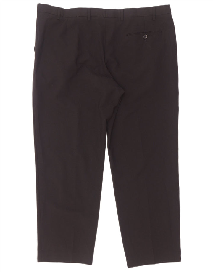 Pantaloni da abito regolari con pegging da uomo Marks & Spencer W42 L29 Blu Navy