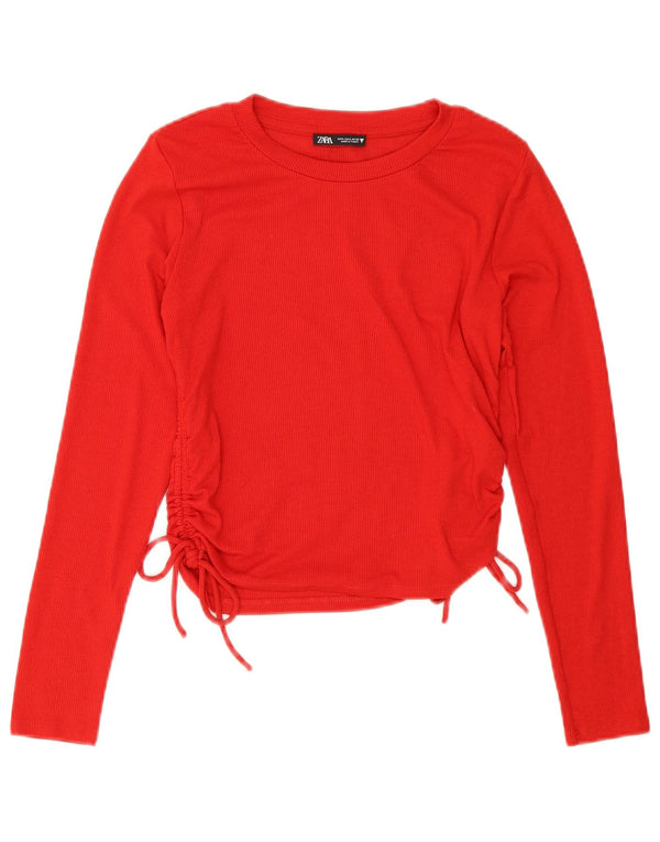 Top corto da donna Zara a maniche lunghe UK 14 grande rosso