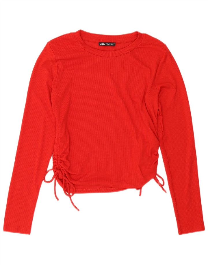 Top corto da donna Zara a maniche lunghe UK 14 grande rosso
