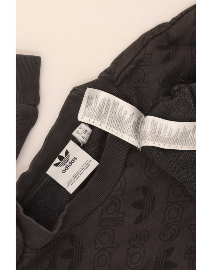 Felpa grafica da uomo Adidas maglione piccolo cotone grigio