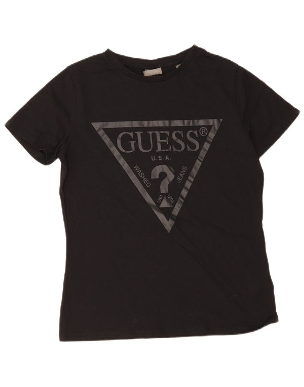 Guess T-shirt grafica da donna Top UK 12 Medium Black Cotton