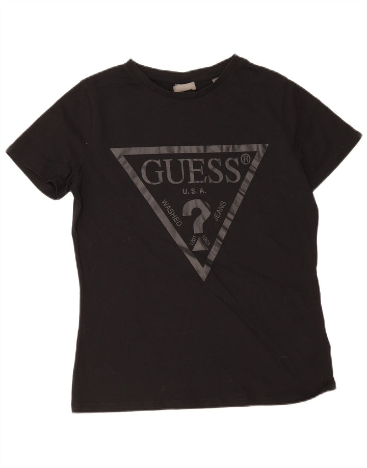 Guess T-shirt grafica da donna Top UK 12 Medium Black Cotton