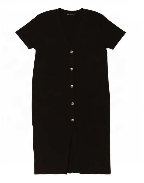 Abito maglione a maniche corte da donna Zara UK 18 XL poliestere nero