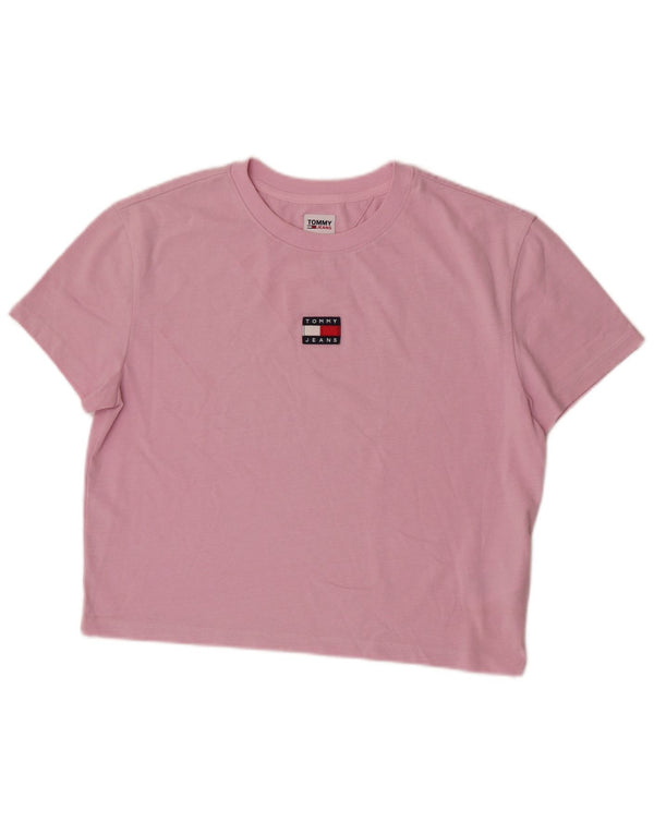 T-shirt grafica corta da donna Tommy Hilfiger Top UK 14 cotone rosa medio