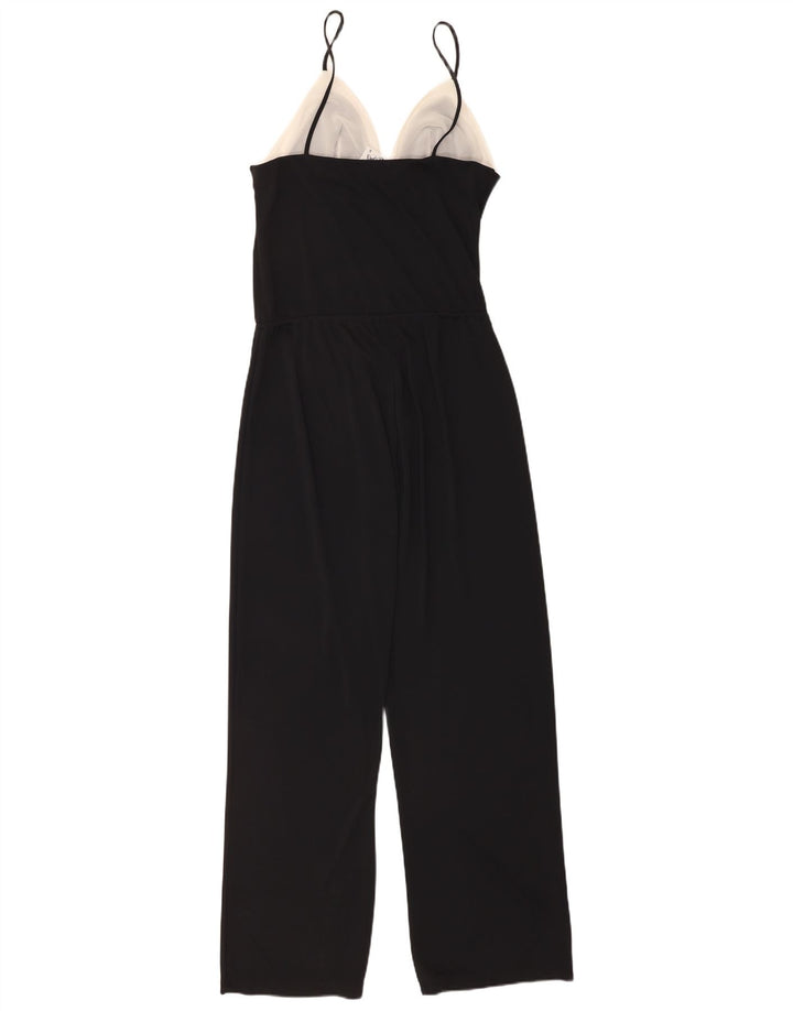 Tuta da donna vintage UK 10 piccola in poliestere color block nero