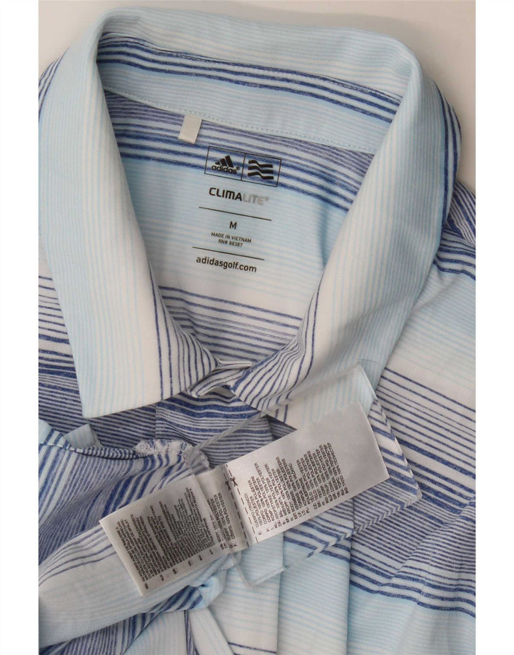 Polo Adidas Climalite da uomo in poliestere a righe blu medio