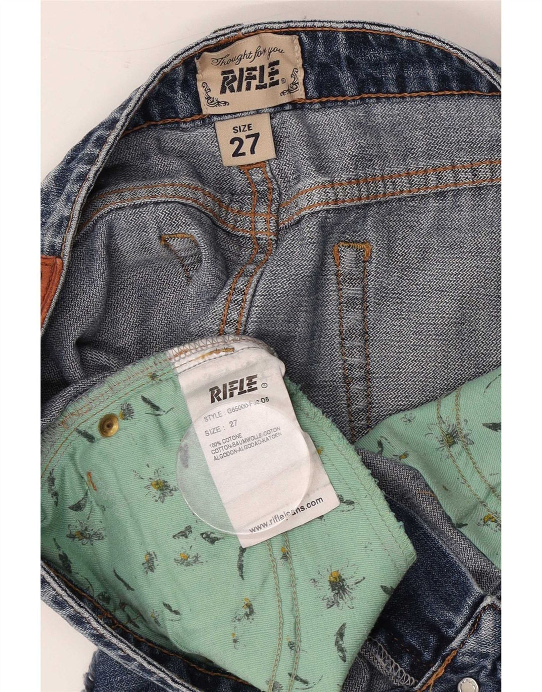 Mini gonna di jeans da donna Rifle W27 piccola in cotone blu