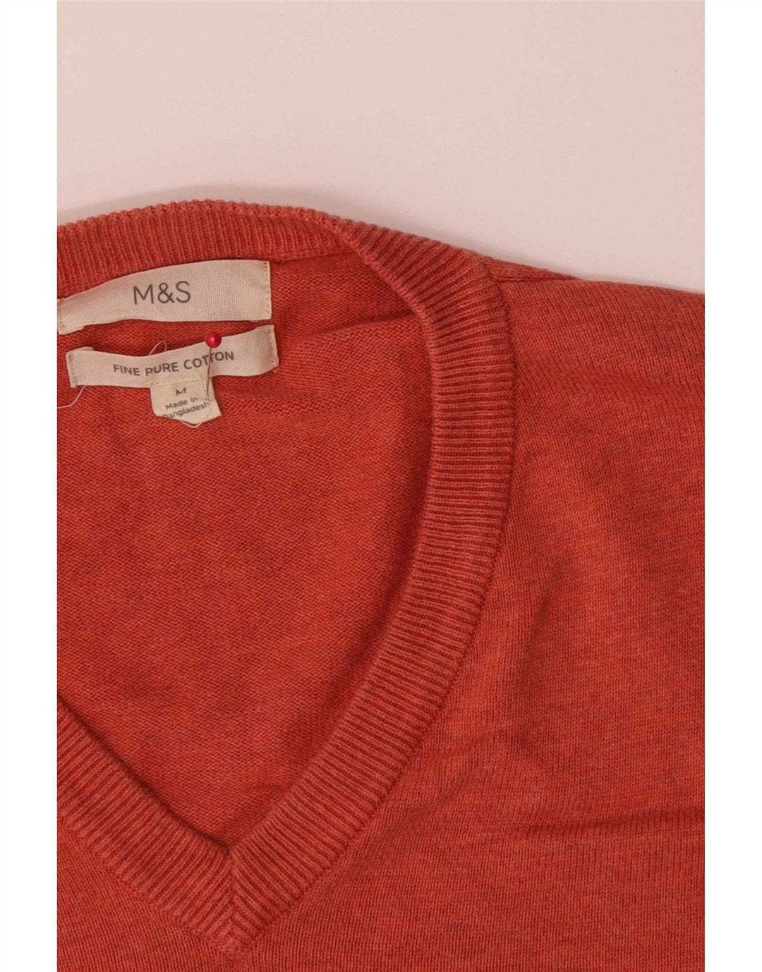 Maglione da uomo con scollo a V Marks & Spencer in cotone arancione medio