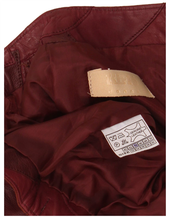Gonna in pelle da donna VINTAGE IT 44 media W32 in pelle bordeaux
