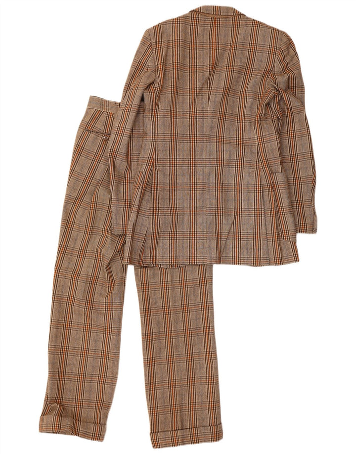 Abito vintage da uomo a 3 bottoni e 2 pezzi IT 44 XS W26 L27 marrone a quadri