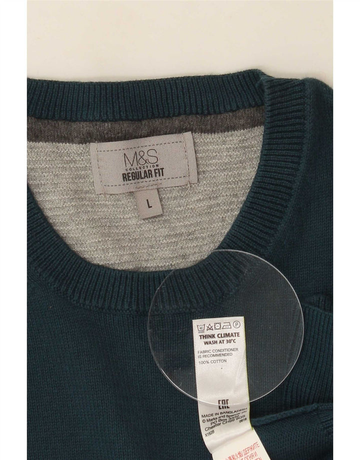 Maglione maglione girocollo da uomo vestibilità regolare Marks & Spencer grande verde
