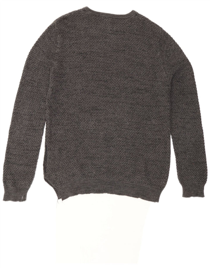 Maglione maglione girocollo da uomo Marks & Spencer grande cotone chiazzato grigio