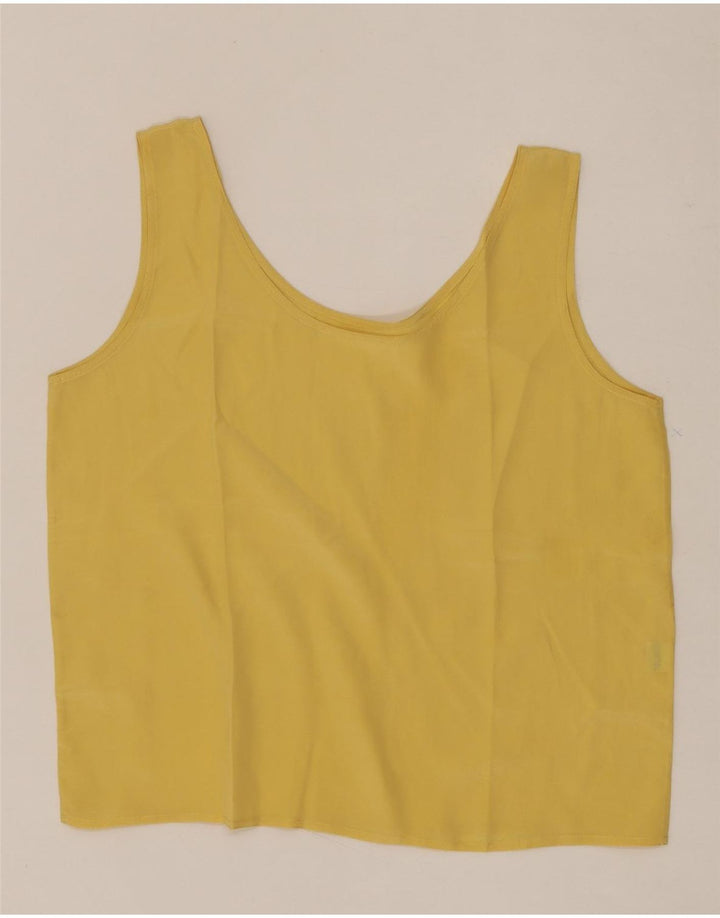VINTAGE Womens Sleeveless Blouse Top UK 14 Medium Yellow Silk Vintage Vintage and Second-Hand Vintage from Messina Hembry 