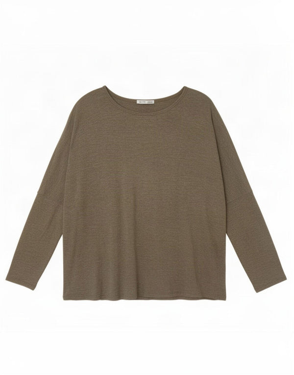 Top Zara da donna oversize a maniche lunghe UK 10 piccolo kaki