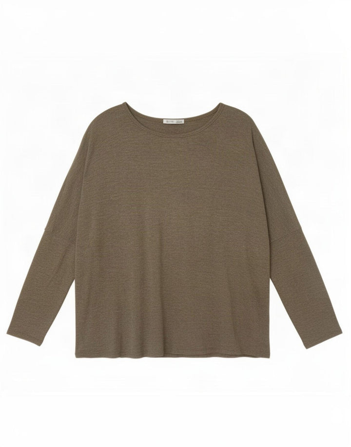 Top Zara da donna oversize a maniche lunghe UK 10 piccolo kaki