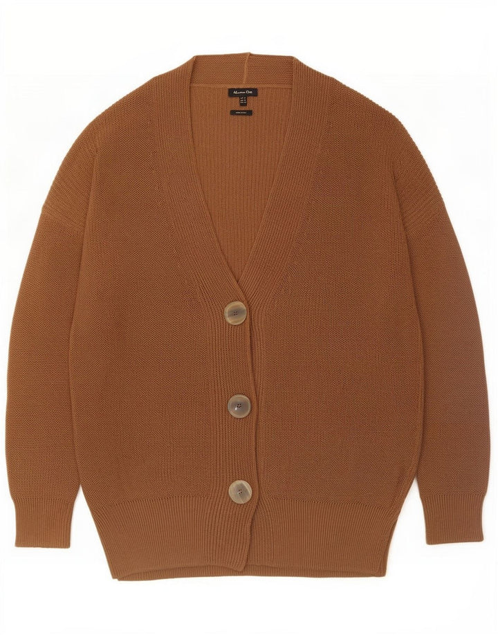 Massimo Dutti Maglione cardigan lungo da donna UK 14 Poliestere marrone medio