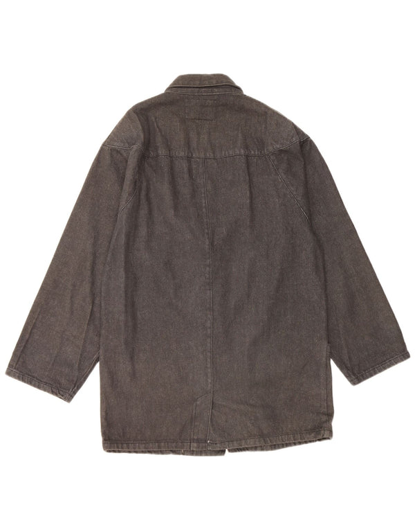 Cappotto di jeans oversize da donna vintage UK 14 cotone nero medio