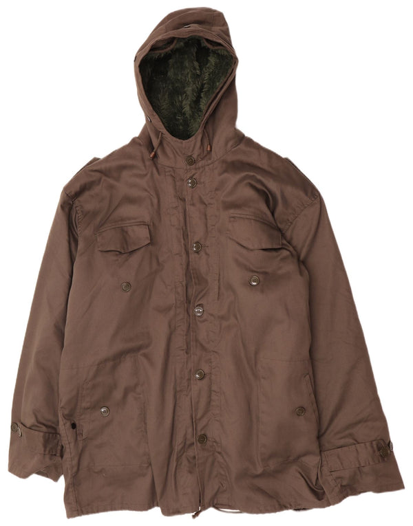 Giacca militare vintage da uomo Sherpa Parka con cappuccio IT 62 3XL Cachi