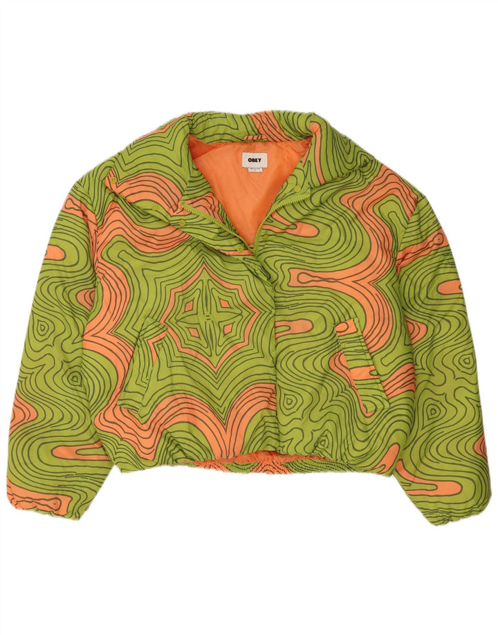 Giacca imbottita oversize da donna Obey UK 10 Small Poliestere geometrico verde