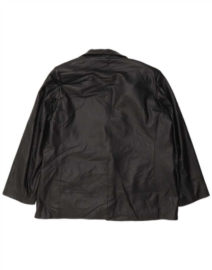 Giacca blazer da donna in ecopelle a 1 bottone Zara UK 18 XL polietilene nero