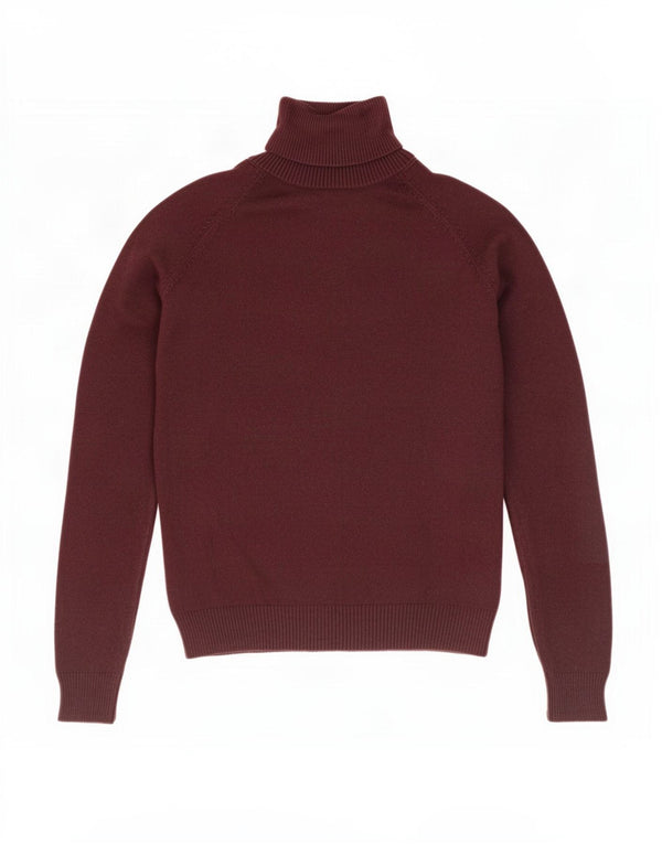 Maglione maglione a collo alto da donna Zara UK 8 piccolo in cotone bordeaux