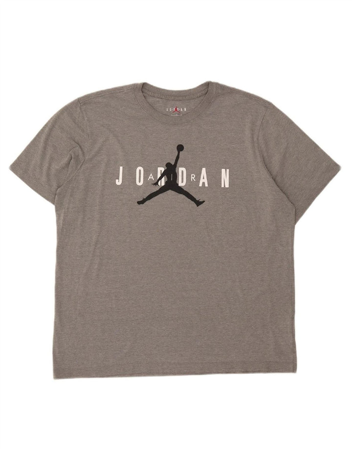 JORDAN Mens Graphic T-Shirt Top XL Grey Cotton