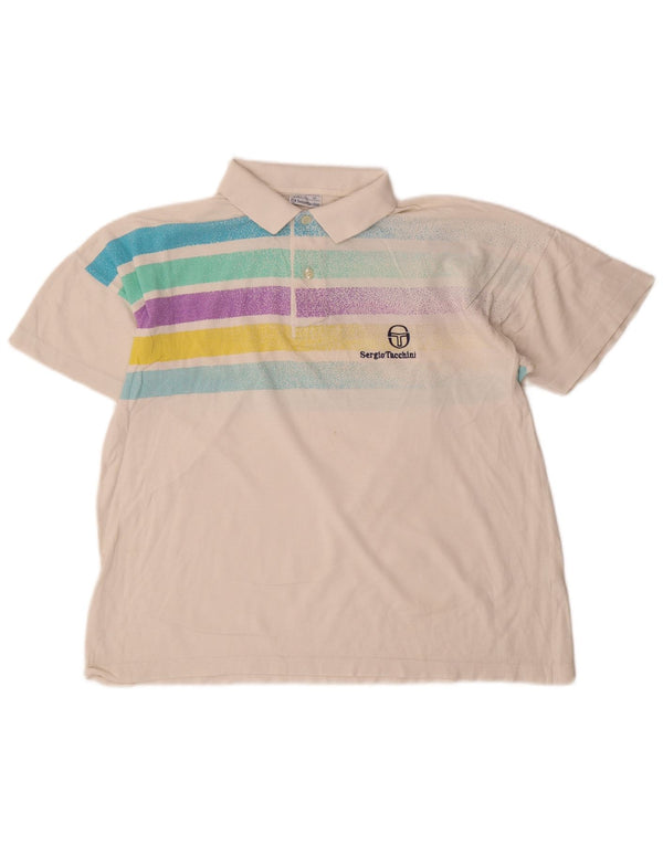 Polo Uomo Sergio Tacchini Cotone Rigato Medio Bianco