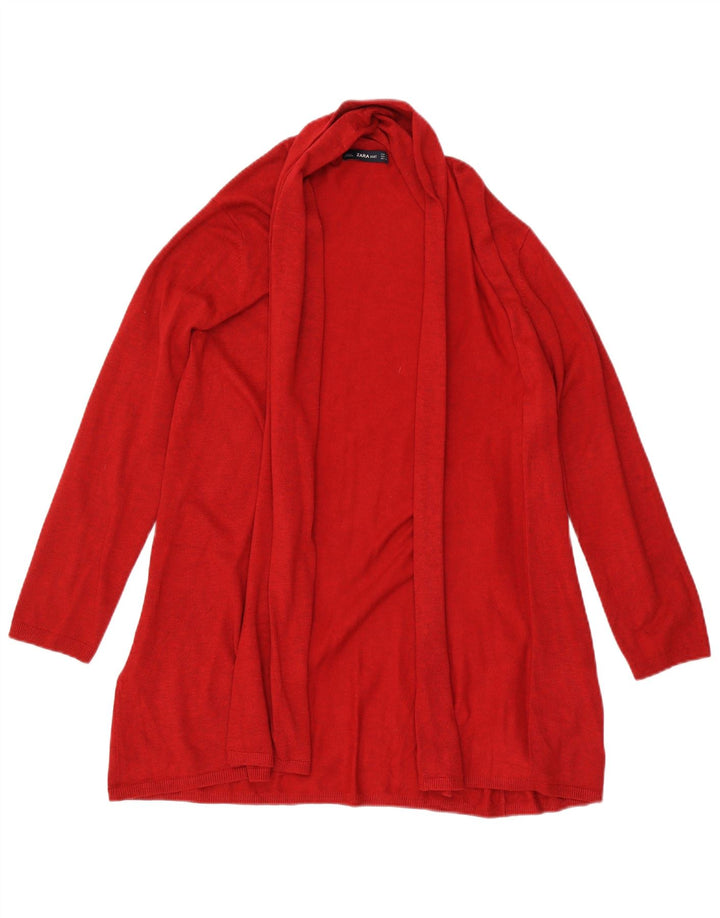 Maglione cardigan aperto lungo da donna Zara UK 12 Viscosa rossa media