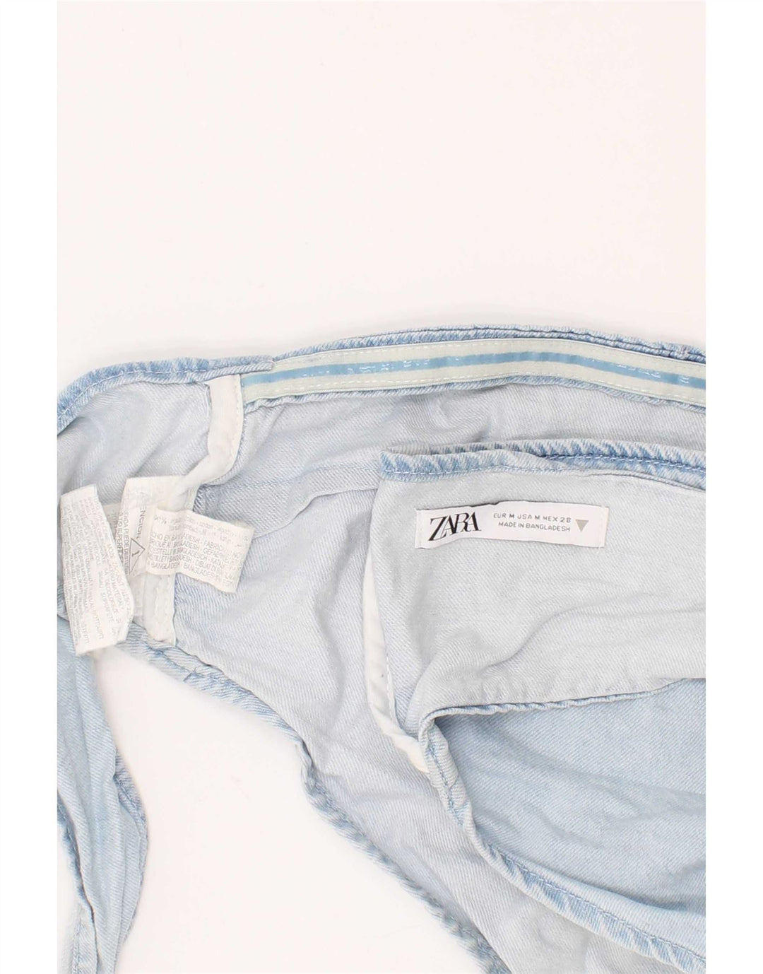 Top corto in denim da donna Zara, cotone blu medio