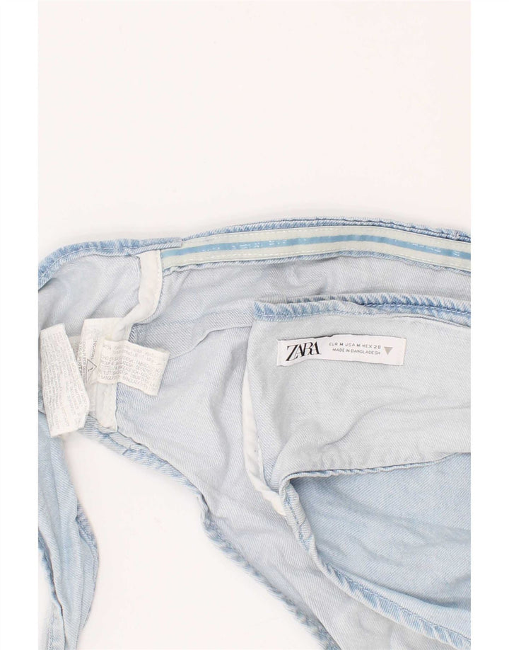 Top corto in denim da donna Zara, cotone blu medio