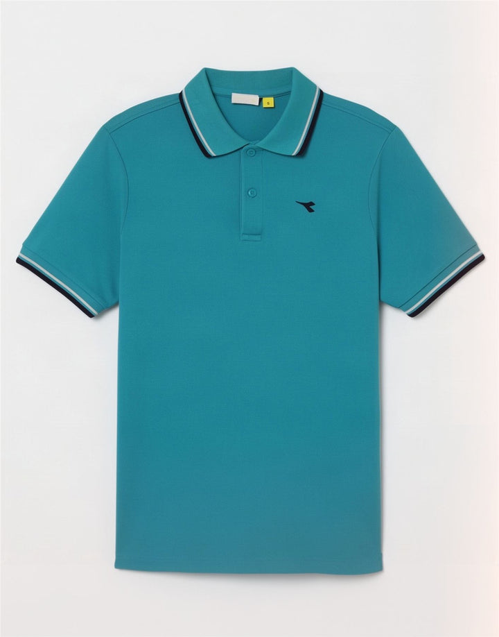 Polo Diadora Uomo Small Turchese a Righe