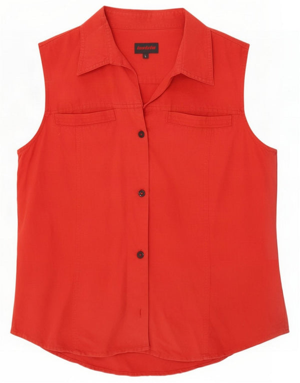 Invicta camicia senza maniche da donna camicetta UK 16 Large Red Linen