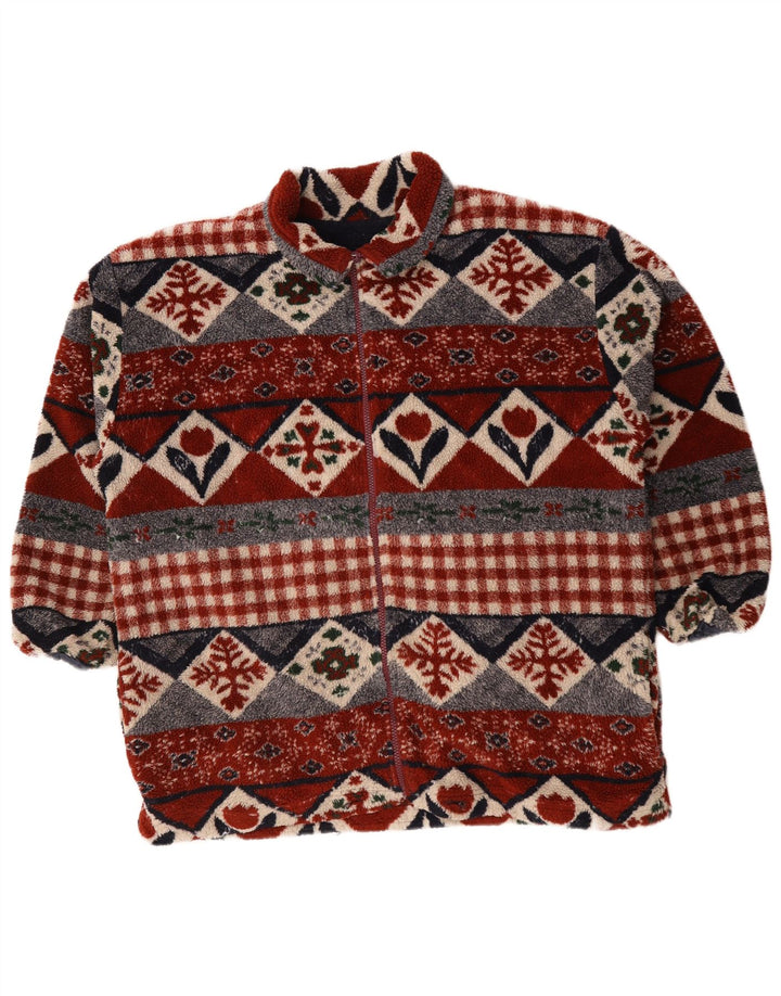 Giacca in pile vintage da uomo UK 44 2XL multicolore geometrica