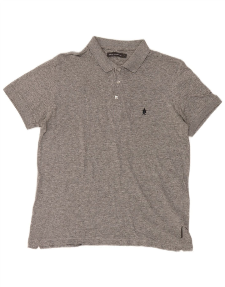 Polo da uomo French Connection grande in cotone chiazzato grigio
