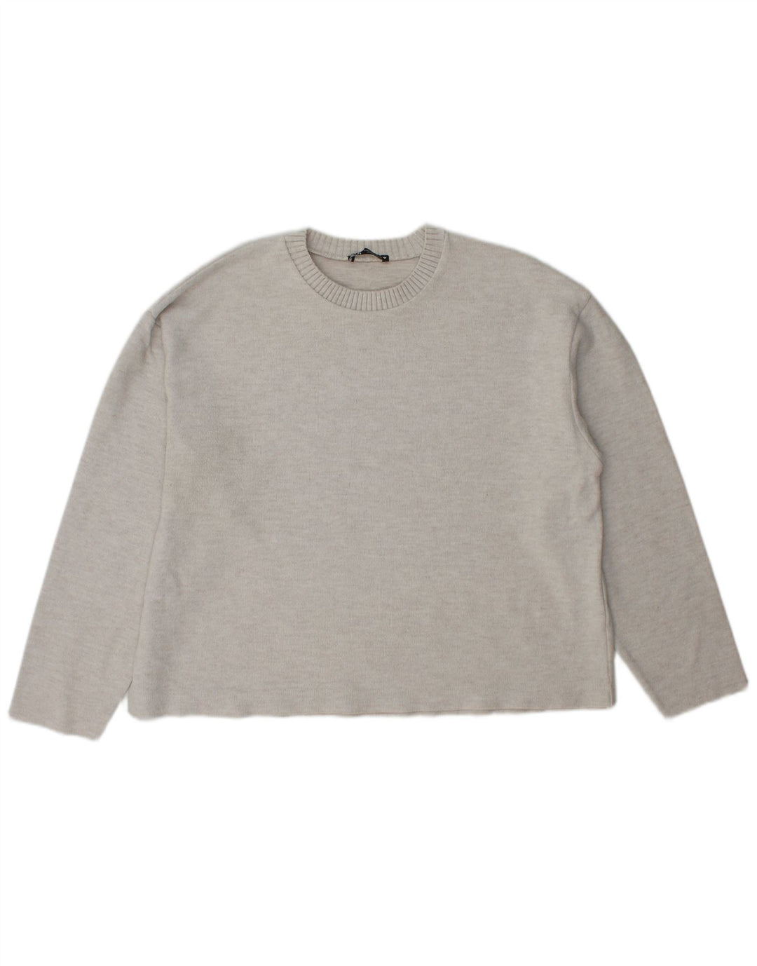 Maglione maglione girocollo da donna Zara UK 16 grande poliestere grigio
